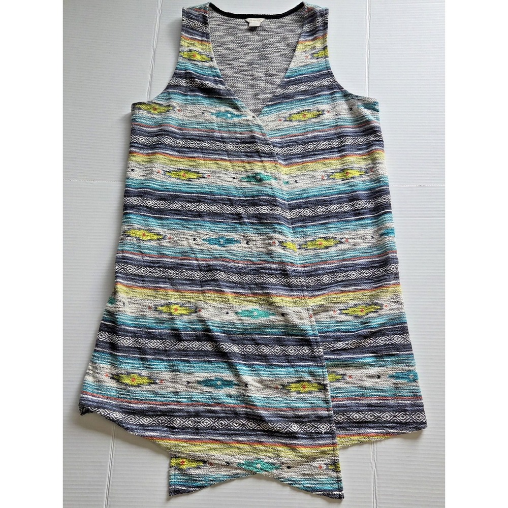 Ariat Womens Cardigan Vest Large Aztec Southwestern Geometric Draped Open Front